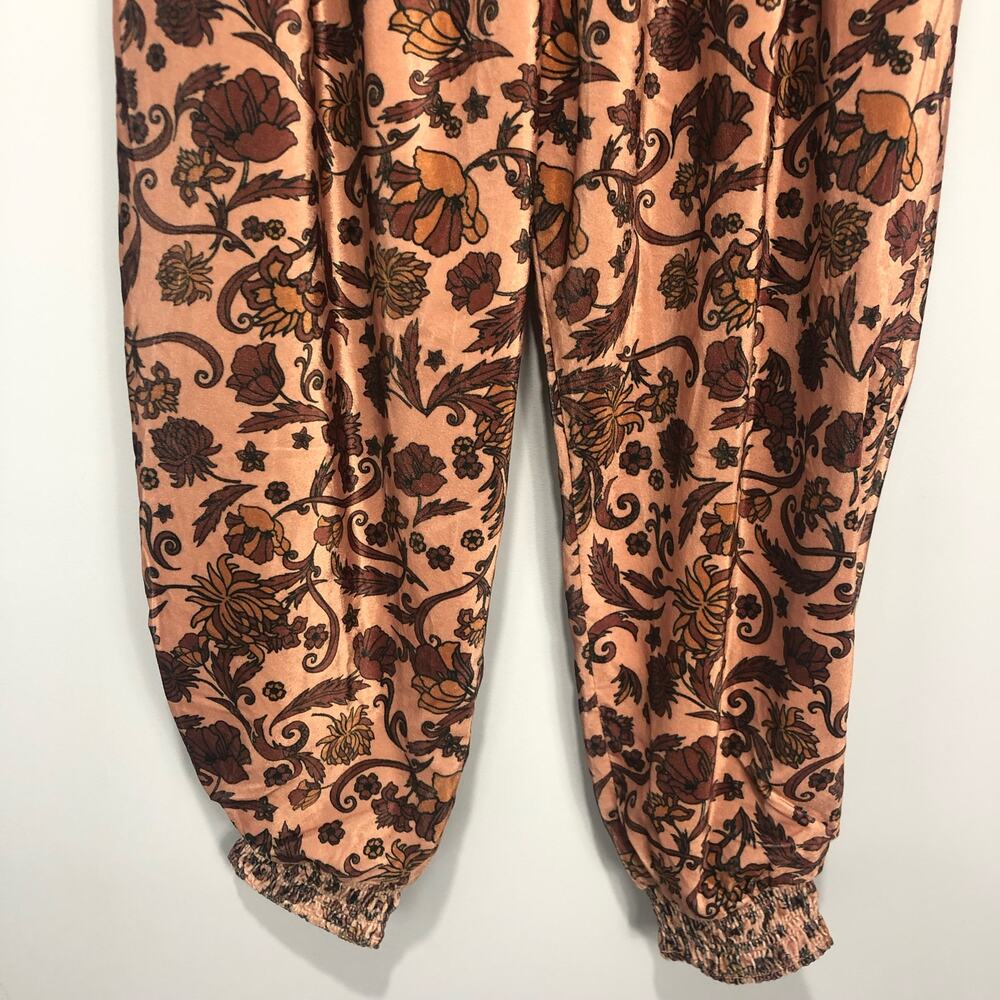 Free People Blush Floral Smocked Harem Pants Size L | Boho Festival Jogger | - Picture 4 of 11